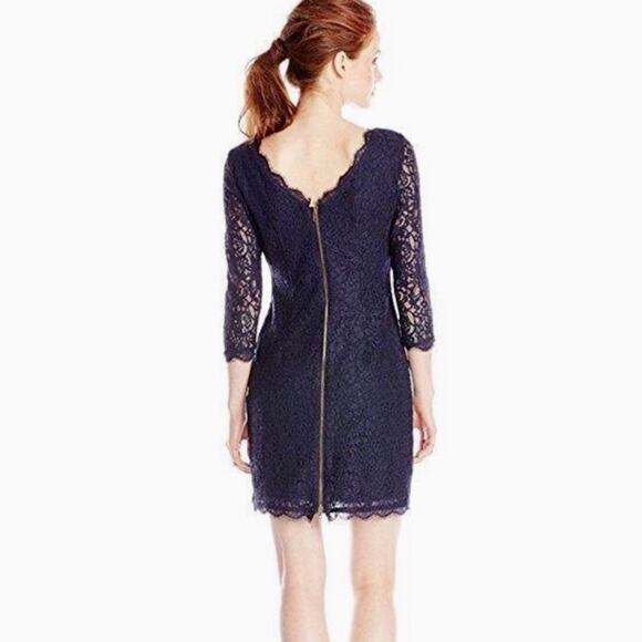 Adrianna Papell size 4 Lace Overlay Navy & Green Exposed Zip HOCO Cocktail Dress - Picture 2 of 16